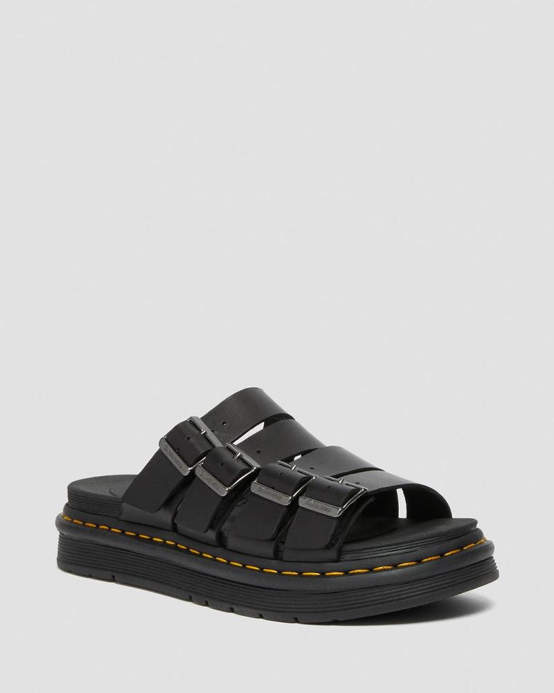 Dr Martens Tate Læder Slidesandaler Dame Sort | DK 322EBC